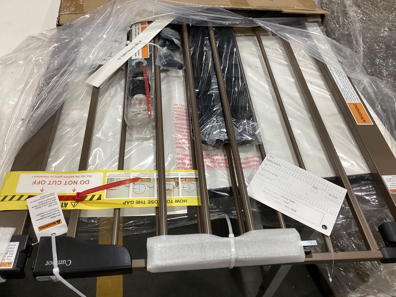 Condition photo showing Good Condition for cumbor 29.7-40.6" baby gate for stairs, mom's choice awards winner-dog gate for doorways, pressure mounted auto-close pet gates for dogs indoor, safety child gate with easy walk thru door, brown brown 29.7-40.6"w x 30.5"h