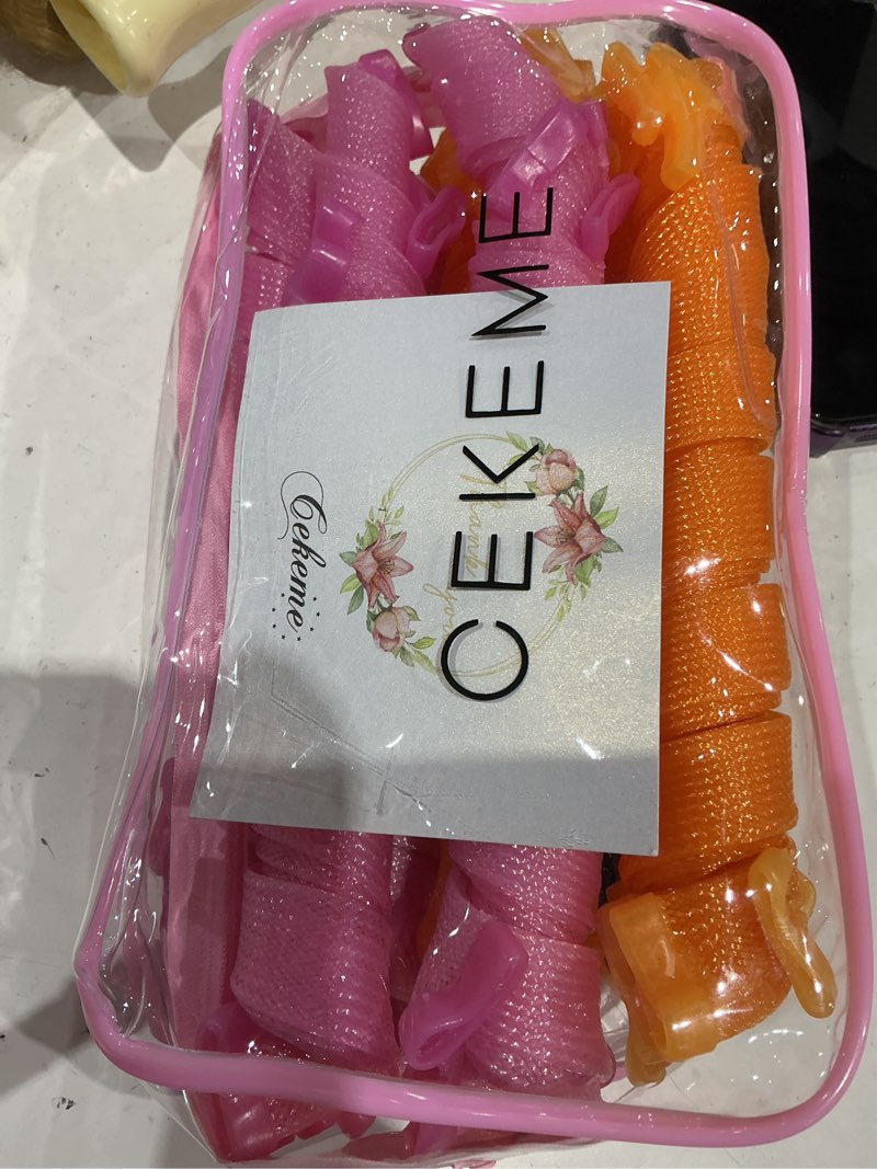 Condition photo showing Good Condition for 40pcs heatless spiral hair curlers for long hair - heatless curls overnight 22inch magic hair rollers no heat curlers for women kids pink&orange