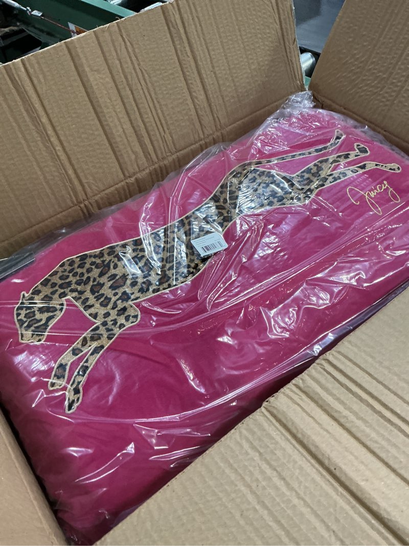 Condition photo showing New/Like New for Juicy Couture Reversible Velvet Cheetah Pillow, 14" x 24" Decorative Pillow, Hot Pink Cheetah Hot Pink 14x24 Inch