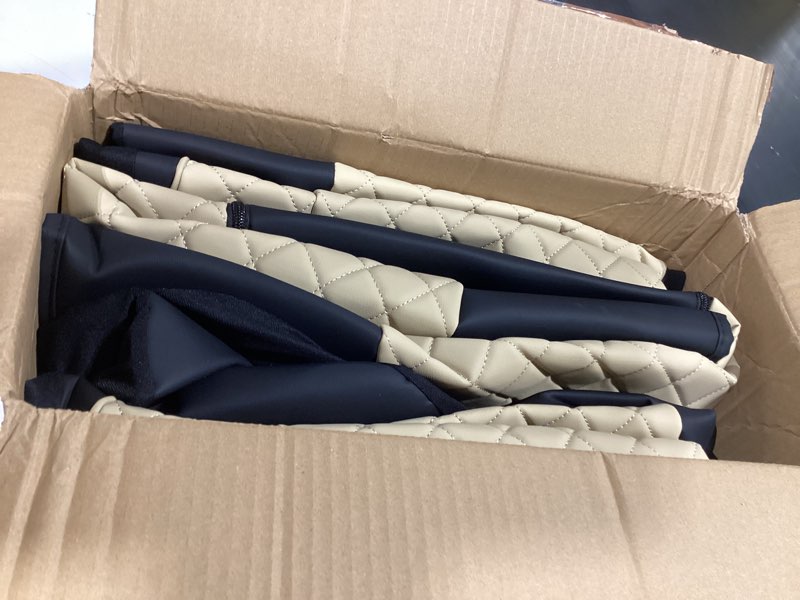 Condition photo showing Good Condition for skechers car seat covers,piping luxury faux seat covers,waterproof anti slip car seat protector full set,car accessories airbag universal fit for most cars,vans,trucks,suv,beige full set black and beige