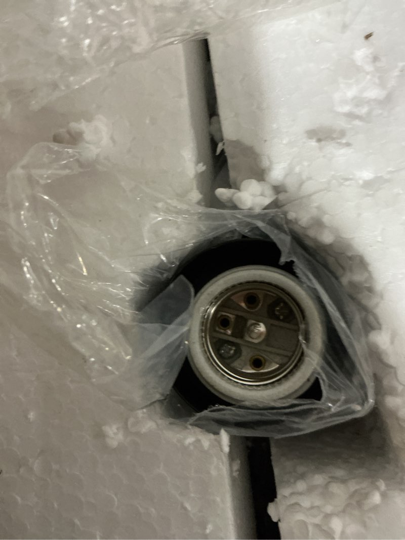 Condition photo showing As Is for quoizel saint elias 22.63-in matte black traditional outdoor light post lantern