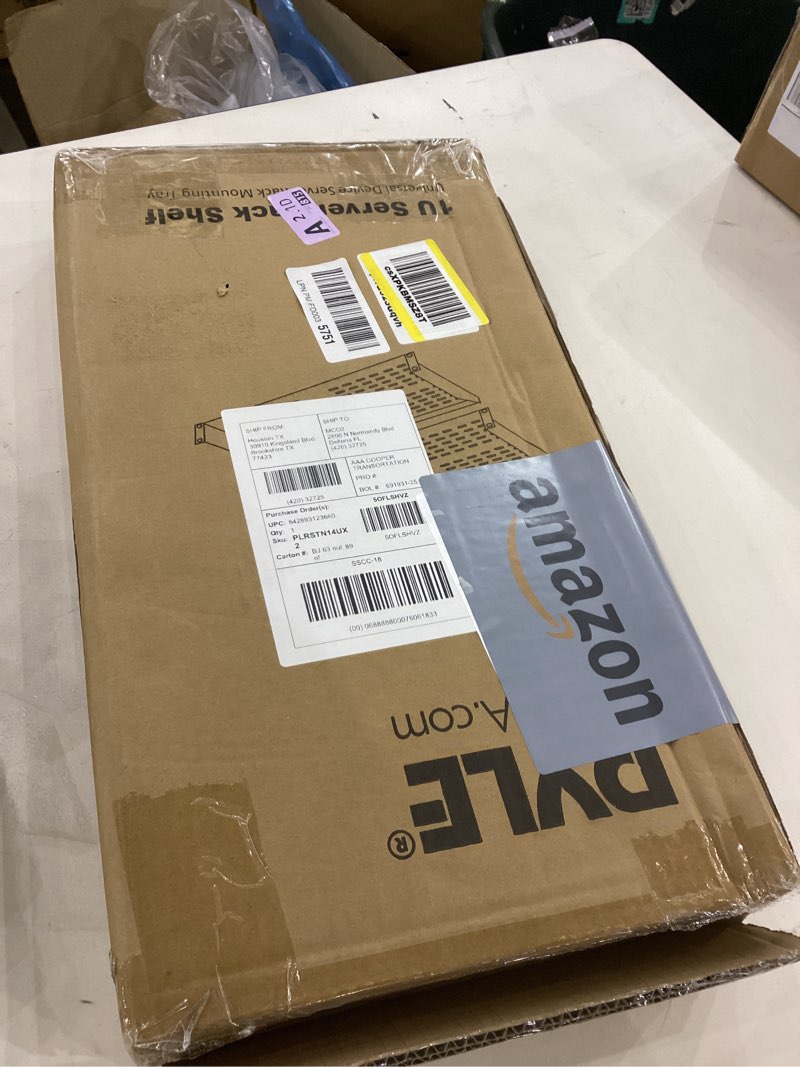 Condition photo showing Good Condition for Pyle 2-Pc 1U Server Rack Shelf, Vented Shelves for Good Air Circulation, Cantilever Mount, Wall Mount Rack, Universal Device, Cabinet Shelf, Computer Case Mounting Tray, Black-Pyle PLRSTN14UX2 2 Pack