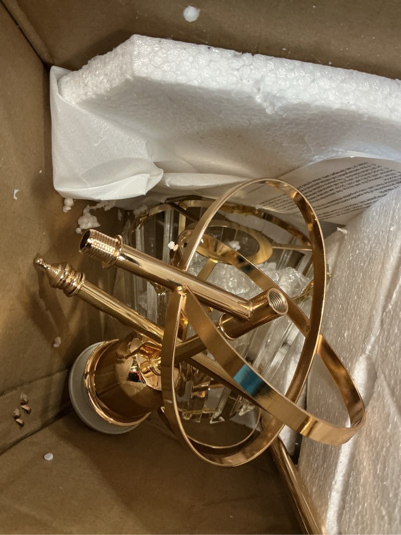 Condition photo showing As Is for OSIDEN Battery Operated Wall Sconces Set of 2 Wireless Rechargeable Wall Sconce Lights with Crystal Lampshade 9 RGB and 3CCT Dimmable Gold Wall Lamps with Remote for Bedroom Living Room Hallway