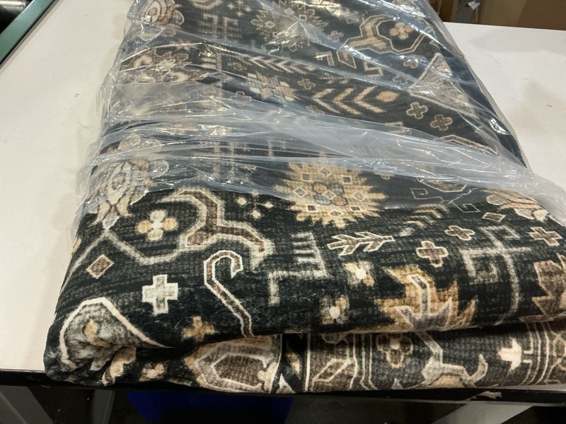 Condition photo showing New/Like New for area rug non slip machine washable ultra soft living room/bedroom/kitchen/outdoor/classroom black gold, 6'×9' black gold 6' x 9' (rectangular)
