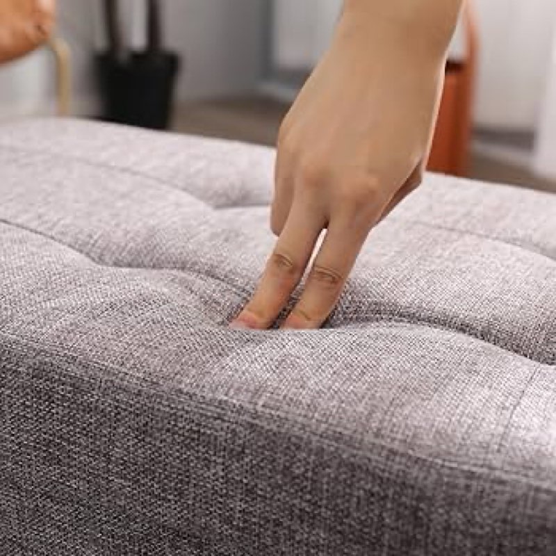 cuyoca storage ottoman bench foldable seat footrest shoe bench end of bed storage with flipping lid, 75l storage space, 30 inches linen fabric brown 30\\\" flip brown