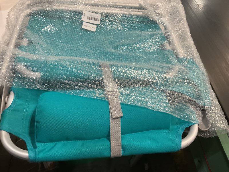 Condition photo showing Good Condition for #wejoy beach chair with canopy shade, reclining adjustable 4 position, lay flat lightweight folding portable aluminum chair with backpack straps,padded headrest, heavy duty 400lbs lawn chair for beach cyan classic low profile