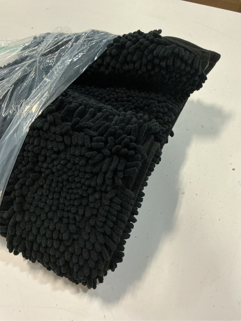 Condition photo showing Good Condition for smiry luxury chenille bathroom rugs 30x20, extra soft and absorbent shaggy bath mat, machine washable, non-slip plush carpet runner for tub, shower, and floor, home decor accessories, black 30'' x 20'' black