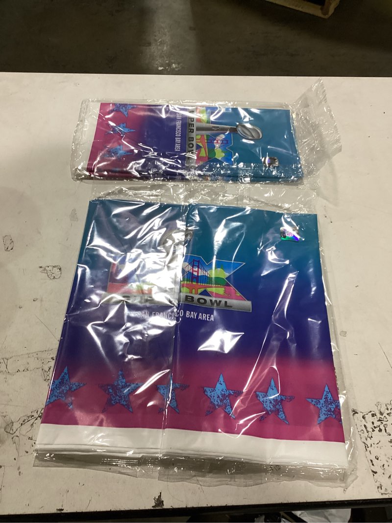 Condition photo showing Good Condition for Trendware NFL Super Bowl LX 2026 Football Plastic Tablecloth, 3 ct.