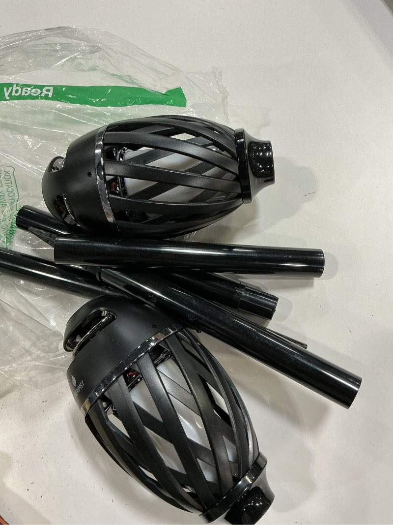 Condition photo showing As Is for anerimst for dad, outdoor bluetooth speakers with led torch light – wireless & waterproof speaker for garden, patio, 360° sound, 24-hour playtime for men, 2 pack (black) 2 pack black