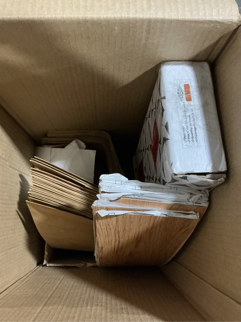 Condition photo showing As Is for Mysflosy Peel & Stick Floor Tile, 36-Pack 54 Sq.Ft Waterproof Vinyl Plank Flooring Self-Adhesive, Luxury Wood-Look Vinyl Planks for DIY Installation 36 x 6 inches Honey Oak 36