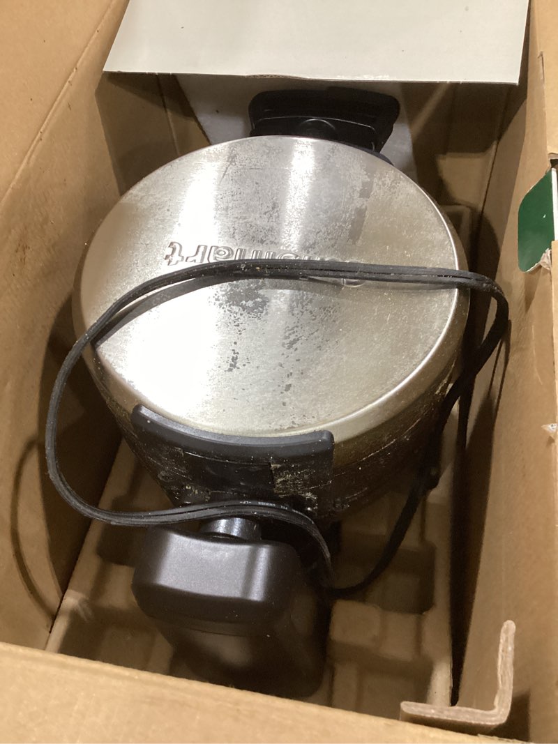 Condition photo showing As Is for cuisinart double flip belgian waffle maker, waf-f40nas, stainless steel, grey and black new double flip