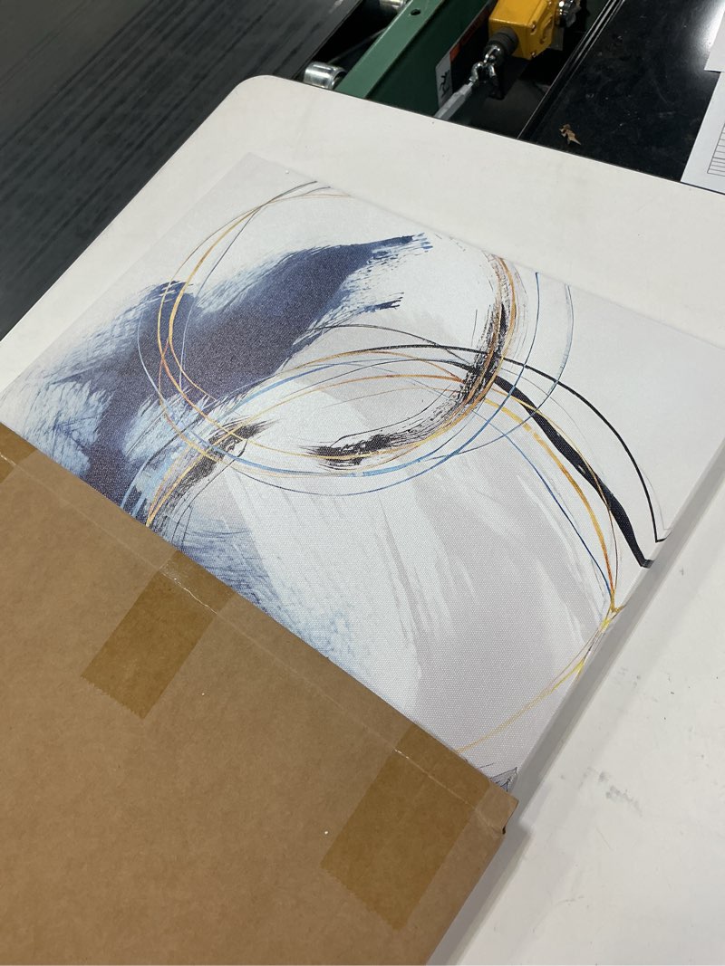 Condition photo showing New/Like New for wall art canvas abstract art paintings blue fantasy colorful graffiti on white background modern artwork decor for living room bedroom kitchen 24x16in 24"l x 16"w blue
