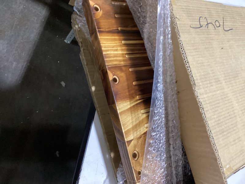 Condition photo showing Good Condition for Wooden Threshold Ramp for Home Steps, 7" Rise Doorway Ramp with Non-Slip Grooves, Door Ramp for Wheelchair/Walker/Cart/Scooter, (31.4 W*7.0" H, Solid Pine Wood, 600LBS Capacity) 7INCH