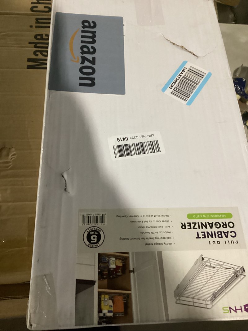 Condition photo showing Good Condition for holdn’ storage pull out cabinet organizer, heavy duty caddy w/lifetime limited warranty -11”w x 21”d - requires at least 12-1/4” cabinet opening, steel metal cabinet drawers slide out, chrome