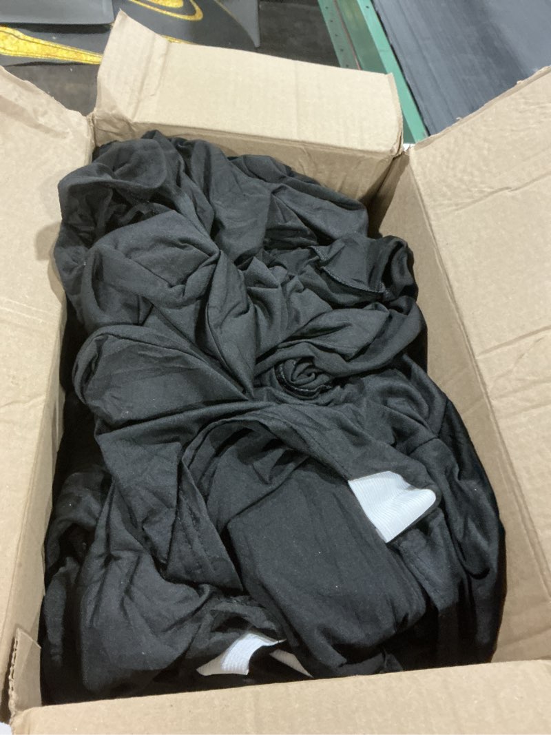 Condition photo showing As Is for Trlyc 30 Pcs Spandex Chair Covers for Dining Chairs Stretch Polyester Dining Chairs Slipcovers for Wedding Party Decor Banquet Flat-Front Chair Cover (Black) 30 Pcs Black-for Banquet