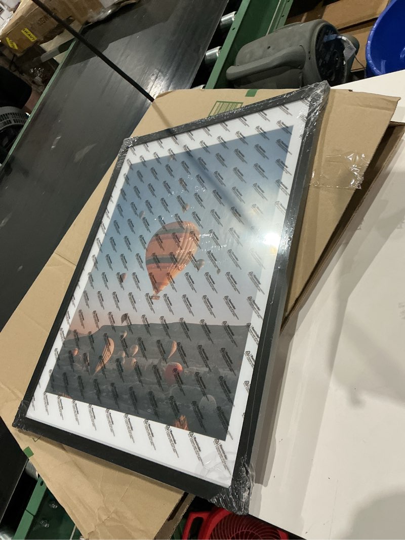 Condition photo showing New/Like New for 18x24 picture frame with 16x20 mat, display photo 16x20 with mat or 18 x 24 without mat, wall hanging large 18 by 24 poster frame with plexiglass, rustic brown rustic brown 18x24 inch