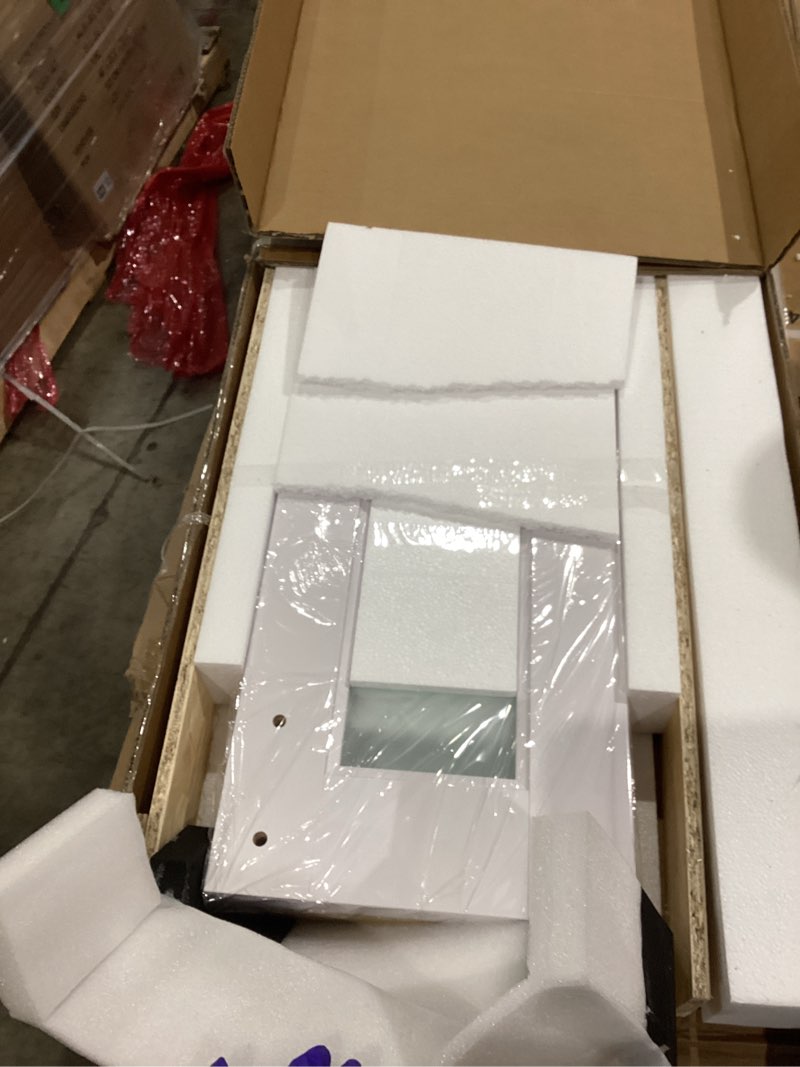 Condition photo showing Good Condition for smartstandard 48in x 84in bifold barn door, frosted glass barn door with hardware kit included, pre-drilled holes easy assembly -solid barn doors slab covered with water-proof pvc surface, white 48"(12"x4 )×84"+56" track kit white