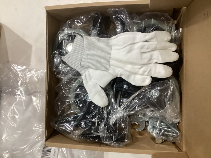 Condition photo showing New/Like New for 4 Inch Caster Wheels Heavy Duty 2200Lbs, Casters Set of 4 with Safety Dual Locking, Swivel Industrial Plate Casters, No Noise Wheels for Cart, Furniture(Bonus of 2 Hardware Kits & Gloves) 4 Inch Grey