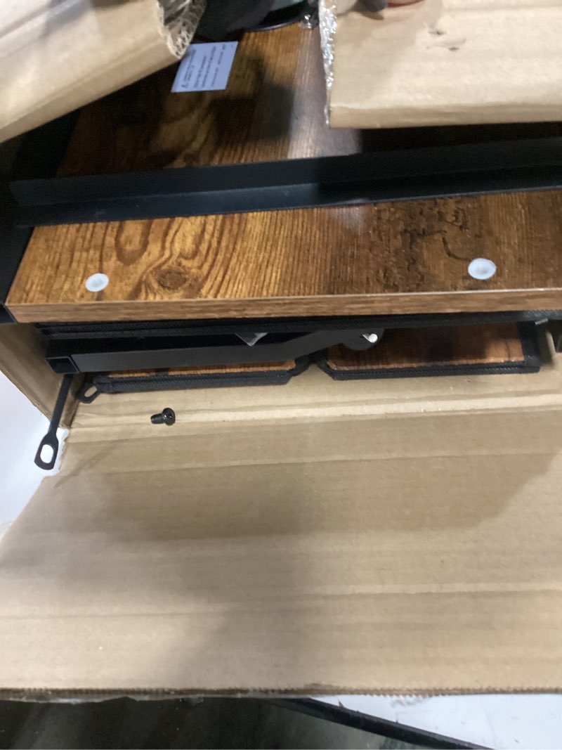 Condition photo showing Good Condition for WLIVE 4 Drawer Dresser for Bedroom, 37" H Nightstand with Charging Station and Led Light, Tall Night Stand Bed Side Table, End Table with USB Ports and Outlets, Fabric Bins, Wood Shelf, Rustic Brown