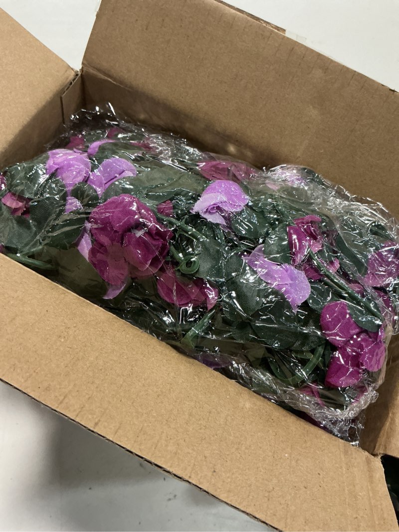 Condition photo showing Good Condition for teldrassil 4pcs(26 ft) artificial rose vine fake flower garland fake silk rose hanging vine for wedding party background arch garden background decoration (purple)