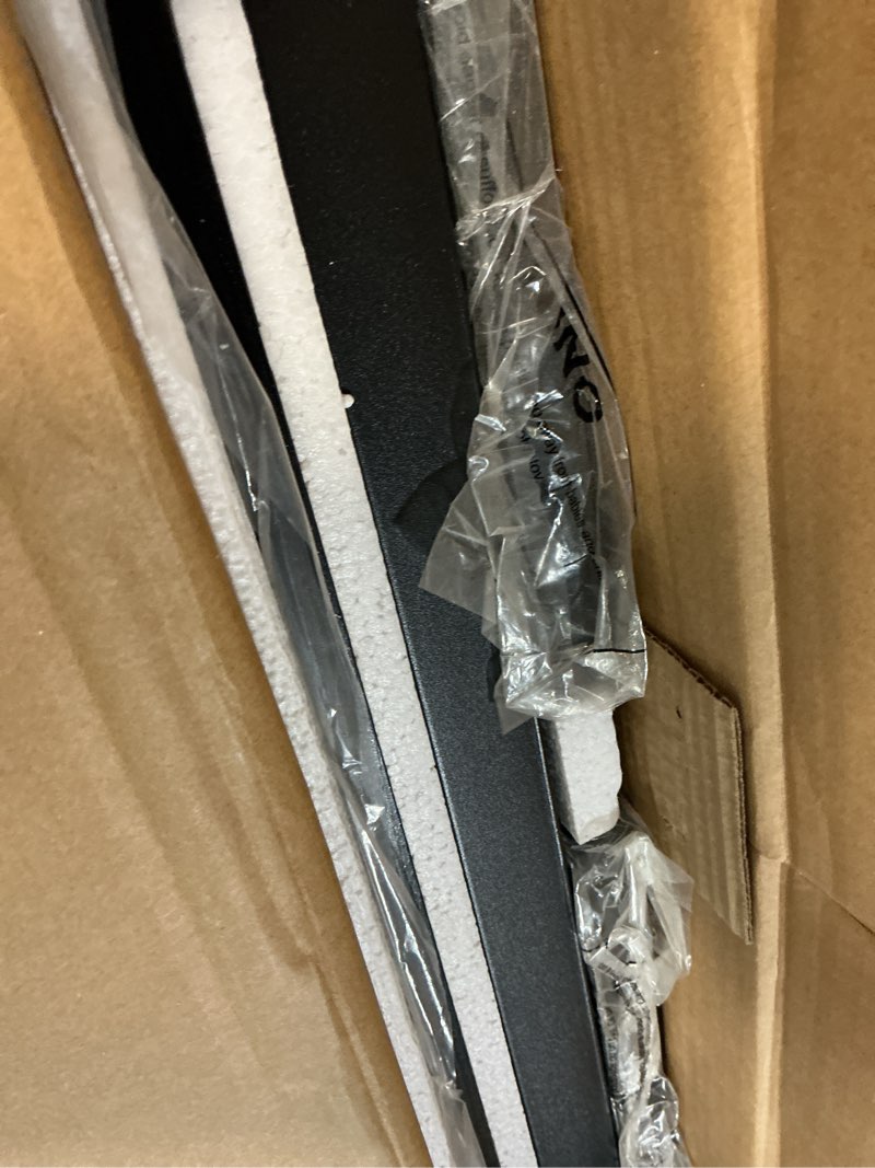 Condition photo showing As Is for Lufeiya L Shaped Computer Desk with Power Outlet Shelves, 47 Inch Corner Desk for Home Office Bedroom, L-Shaped Study Writing Working PC Desks, Black