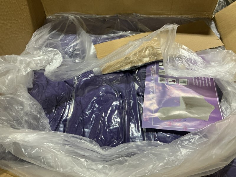 Condition photo showing Good Condition for Efavormart Spandex Stretch Purple Chair Covers 50 PCS Universal Banquet Chair Covers for Party Dining with Foot Pockets Washable Wedding Chair Slip Covers for Outdoor Purple Pack of 50