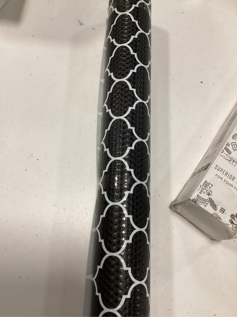 Condition photo showing Good Condition for glotoch shelf liners for kitchen cabinets 12” x 20 ft, non slip drawer liner, waterproof cabinet liner for wire/pantry/closet/dresser-non adhesive, heavy duty, quatrefoil, black&white
