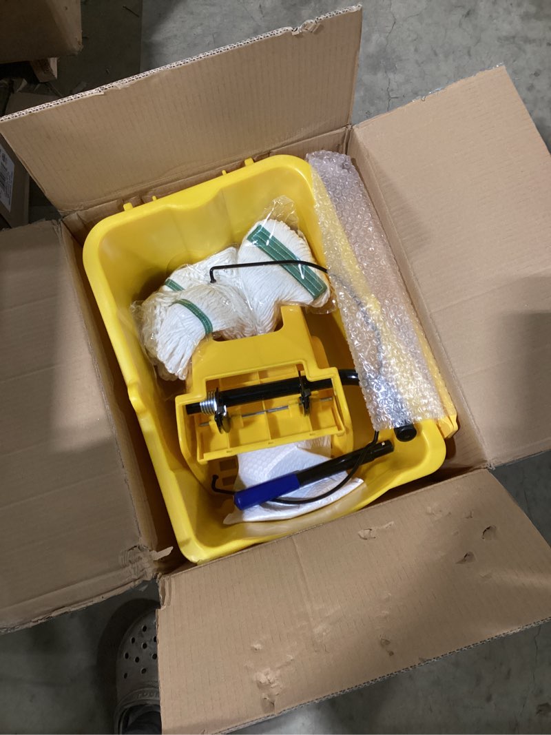 Condition photo showing Good Condition for midoneat side press wringer combo commercial mop bucket on wheels, 35 quart,yellow, including wet floor caution sign?24inch? and one industrail mop