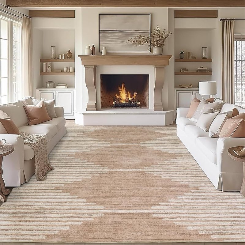 hellotree area rug for living room 8x10 washable geometric rug stripe farmhouse bohemian minimalisti