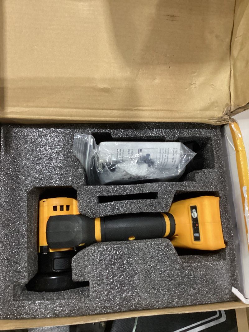 Condition photo showing Good Condition for 3" mini circular saw compatible with dewalt 20v max battery(no battery) cordless cut off tool with brushless motor,3" blades,19500rpm,removable dust cover for metal/wood/tile/plastic yellow and black