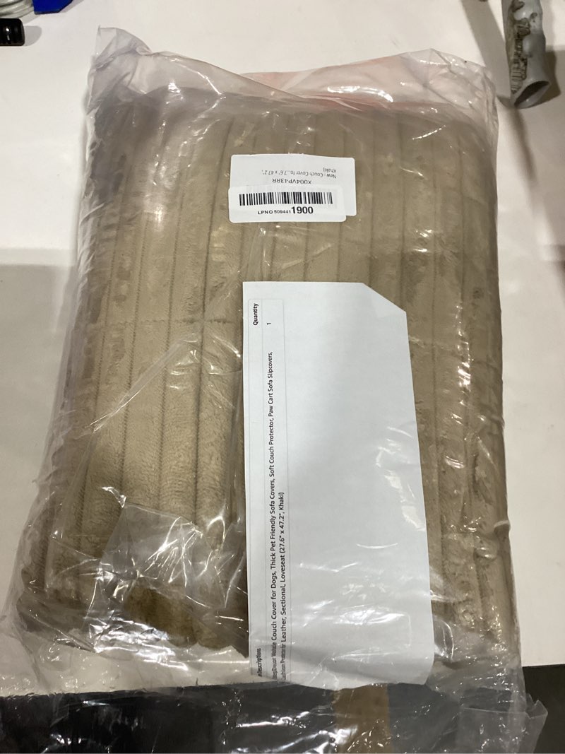 Condition photo showing Good Condition for ostepdecor couch cover for dogs, washable non slip sofa cover for pets, soft couch covers for sofa, loveseat and sectional, furniture protector against pet hair & scratches (27.6" x 47.2", khaki) khaki 27.6" x 47.2" 1 pack