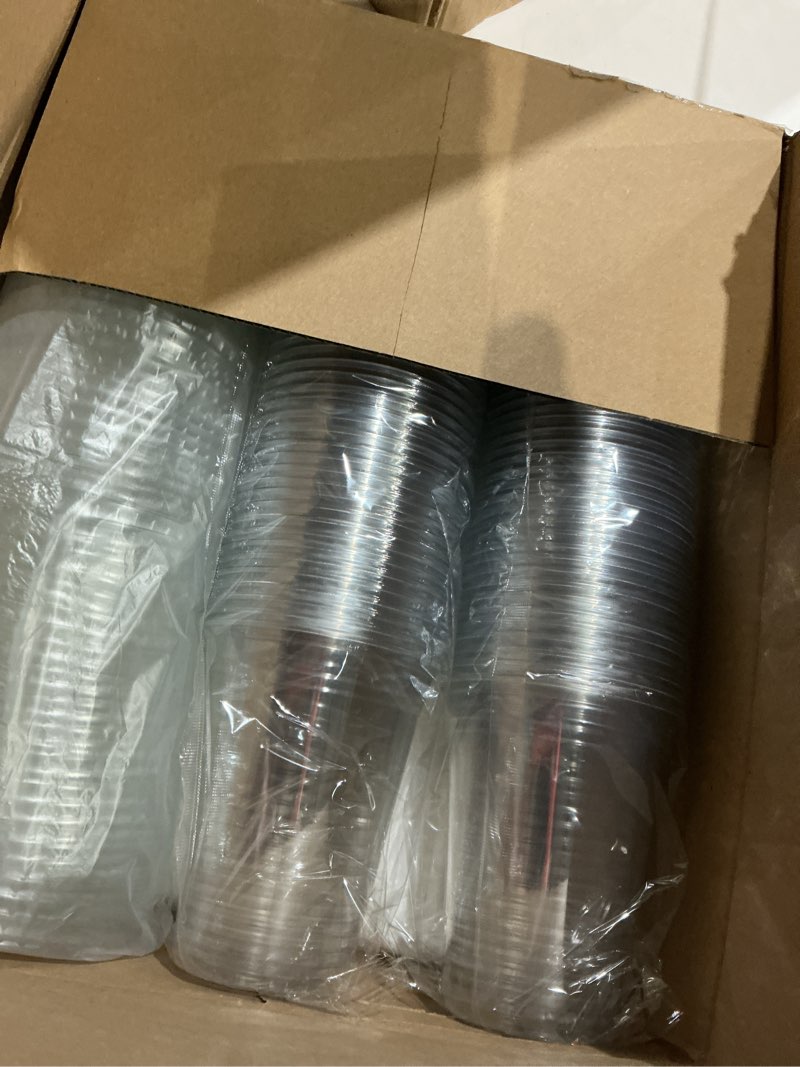 Condition photo showing Good Condition for 100 Pack - 16 oz Clear Plastic Cups with Lids and Straws, Sturdy & Food Safe Iced Coffee Cups with lids, Disposable Plastic Smoothie Cups for Cold Drinks 16 oz 100.0