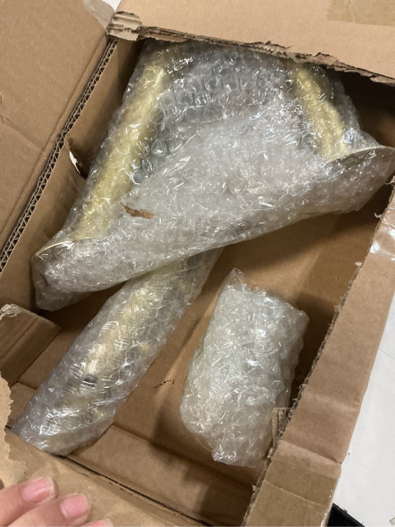 Condition photo showing As Is for Gold Clothing Rack for Boutiques, Wall Mounted Retail Display Garment Rack for Houseware, Chrome Rolling Racks for Clothes Stores and Commercial