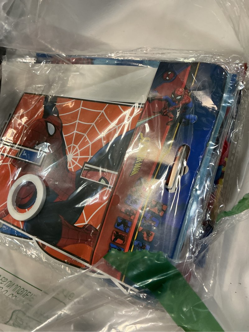 Condition photo showing Good Condition for 51PCS spidey birthday party supplies, backdrop, "Happy Birthday" banner,tablecloth, large aluminum balloon, small aluminum balloons, latex balloons, cake topper,cupcake toppers, hanging swirls