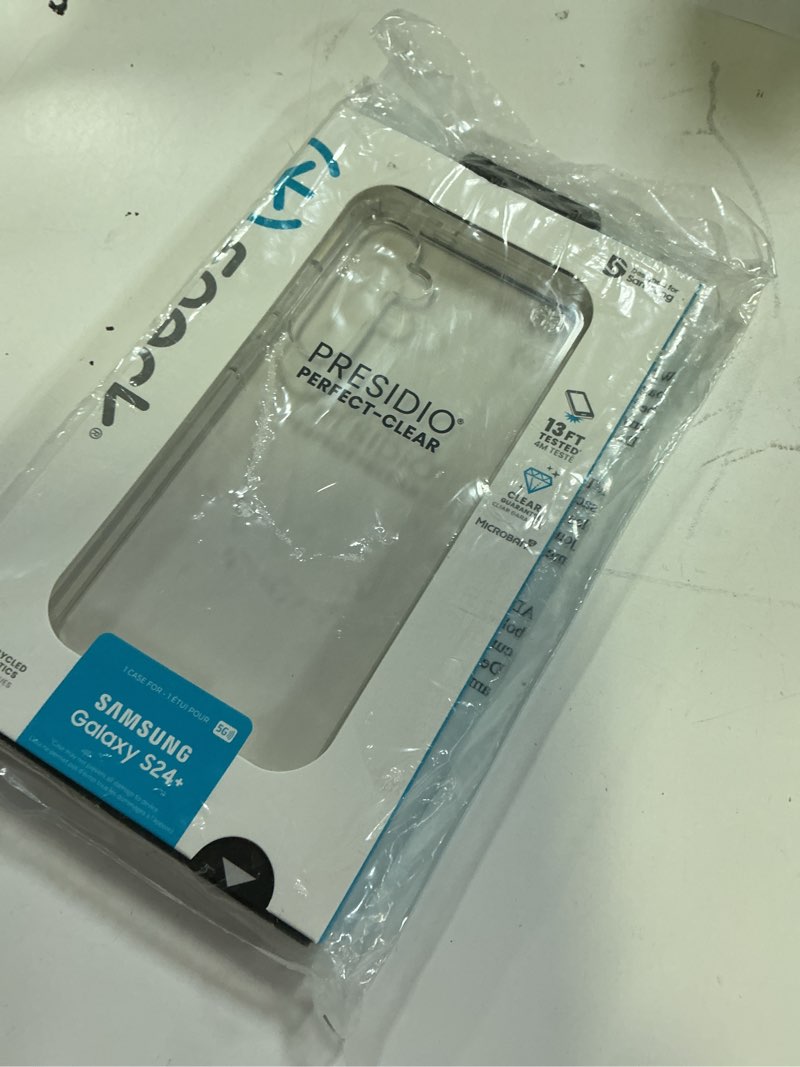 Condition photo showing New/Like New for speck presidio perfect clear samsung galaxy s24+ case - drop & camera protection, wireless charging compatible, shock absorbant
