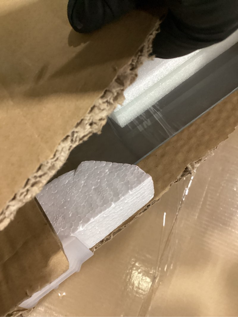 Condition photo showing New/Like New for mirrorons beveled mirror, wall mirror 24" x 32", frameless rectangle bathroom vanity mirror with beveled edge, hangs horizontally or vertically. upgraded shatterproof mirror, bathroom, gym. basic 32"l x 24"w