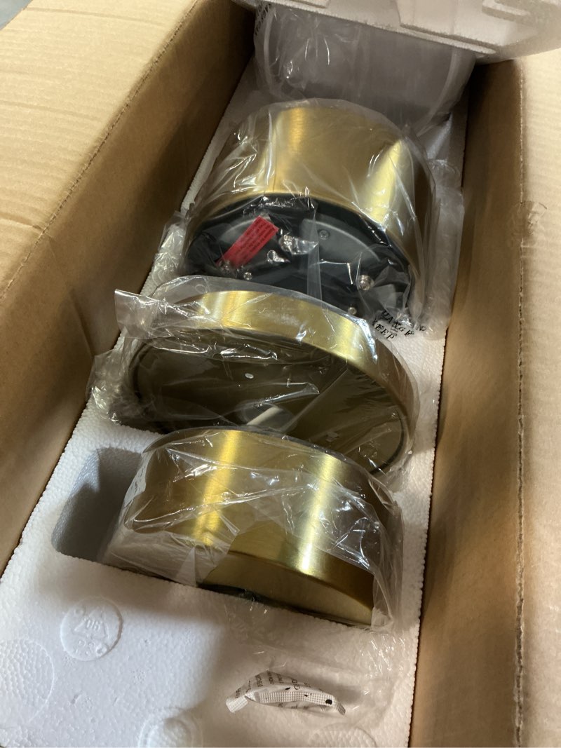 Condition photo showing Good Condition for 52" contemporary ceiling fans with lights and remote, quiet dc motor, 3 reversible blades, 6-speed, modern gold and white low profile ceiling fan with 3-color led light fandelier for bedroom gold & white