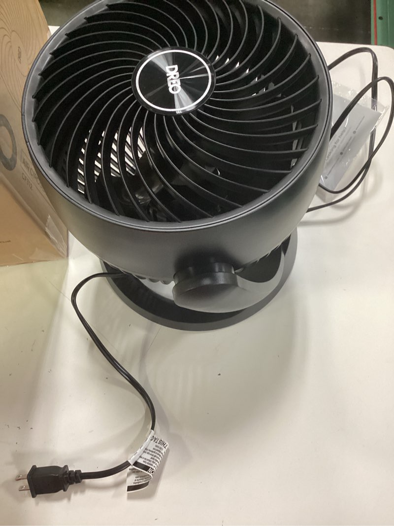 Condition photo showing Good Condition for dreo fan for bedroom, 12 inches, 70ft powerful airflow, 25db quiet table air circulator fans for whole room, 120° adjustable tilt, 3 speeds, desktop fan for home, office, kitchen black