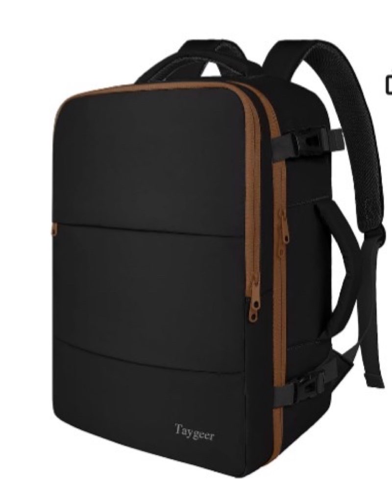taygeer backpack for women, carry on backpack with laptop compartment & shoe pouch, 35l travel laptop mochila carry on luggage, airline approved personal item bag for weekender gym hiking, black khaki large blackkhaki