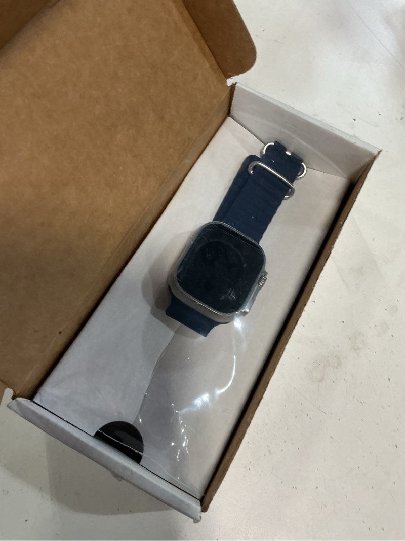 Condition photo showing Good Condition for apple watch ultra 2 [gps + cellular, 49mm] - titanium case with blue ocean band, one size (renewed) modern one size - fits 130-200mm wrists titanium case with blue ocean band without applecare+