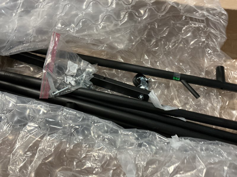 Condition photo showing As Is for wedding welcome sign stand, welcome to our wedding sign holder with leather sign hanging staps, adjustable metal banner poster easel stand for entrance sign display