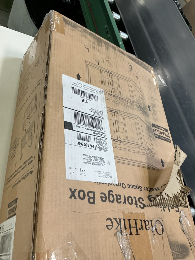 Condition photo showing Good Condition for OlarHike 48QT Stackable Storage Bins with Lids - Folding Storage Box with Doors and Wheels, Collapsible Plastic Storage Bins for Closets, Home Organization, 3 Pack Cubes (Warm Gray)