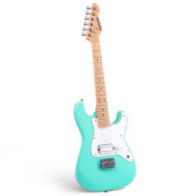 SONICAKE 30" Kids Electric Guitar Beginner, Junior Size Solid Wood Body with Humbucker Pickup, One Piece Premium Wood Neck & Fingerboard, Rounded Fret Ends, QGT-50 (Black)