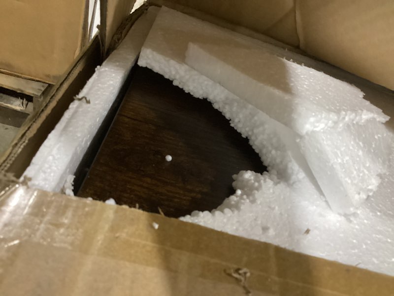 Condition photo showing As Is for Desktop Printer Stand with Storage, Paper Organzier Shelf Printer Table Desk for Home Office, Antique Brown Large