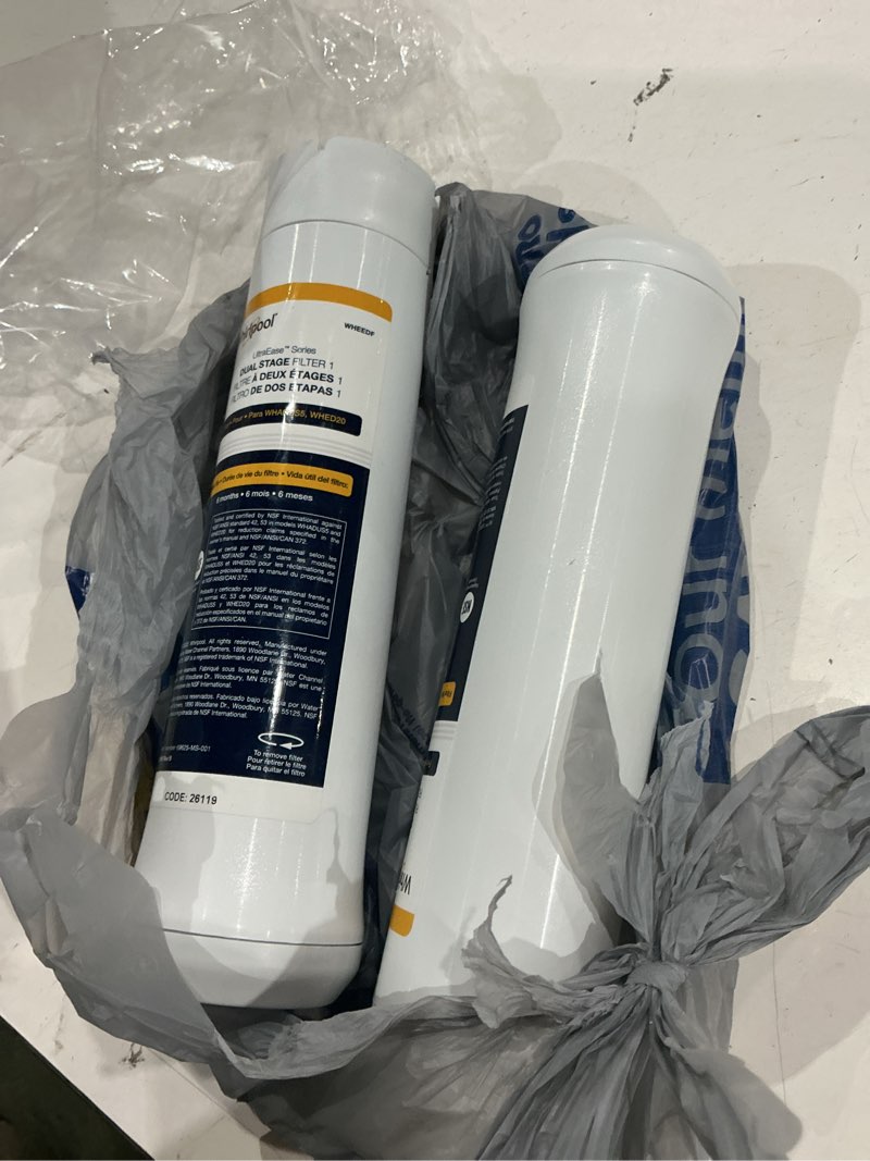Condition photo showing As Is for whirlpool wheedf 2-pack carbon block under sink replacement filter