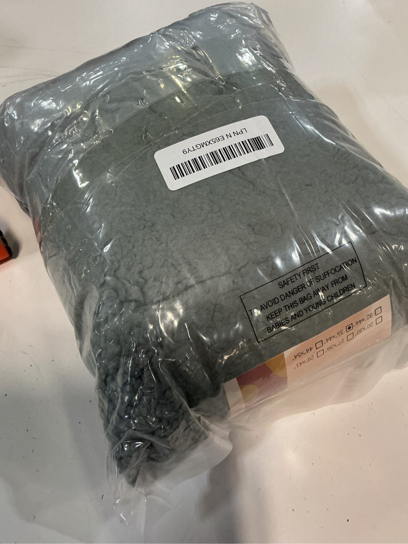 Condition photo showing As Is for dog bed covers 2 pack soft plush replacement washable, waterproof pet mattress bed liner grey 44x35 inches, for dog/cat, cover only 44"l x 35"w x 6"th 2