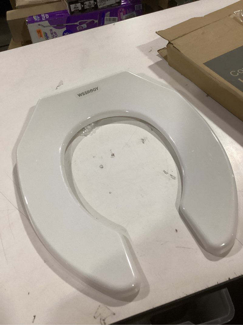 Condition photo showing Good Condition for WSSROGY Commercial Round Plastics White Toilet Seat Front Open, Heavy-Duty up to 550lbs,Grip-Tight Bumpers, Quick-Attach Hardware for Easy Clean