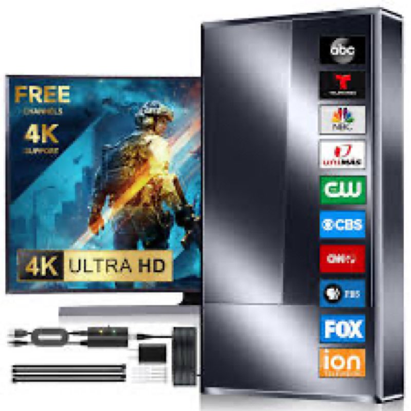 3500+ Miles TV Antenna,2025 Strongest Digital Antenna for Smart/Old TVs Indoor Outdoor,360° Long Ran