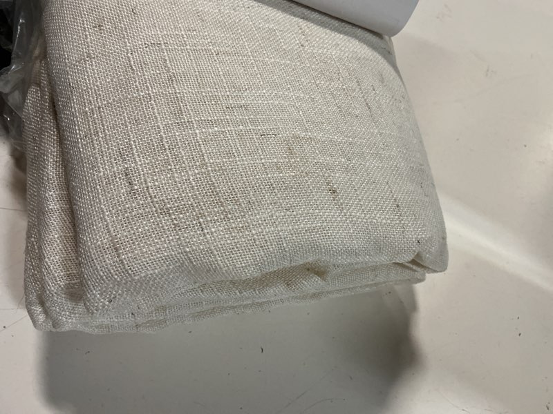 Condition photo showing As Is for lamit cream linen curtains 84 inch length 2 panels, light filtering semi sheer panels back tab and rod pocket neutral boho drapes for living room/bedroom, 52 x 84 inch 52"w x 84"l (pack of 2) cream