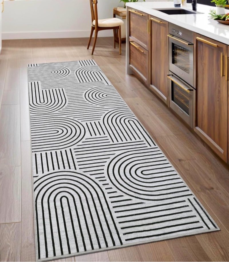 ROYHOME Modern Rug 2x6 Runners for Hallways, Abstract Kitchen Runner Rugs Non Slip Bath Runner, Rain